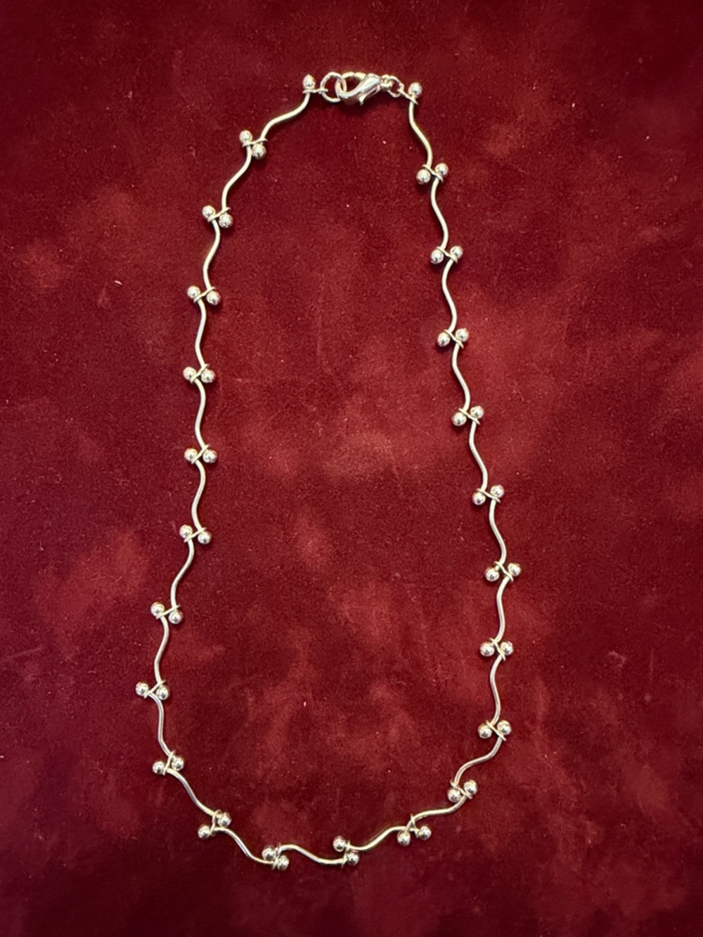Sterling Silver Beaded Wave Necklace - Elegant Silver Women's Jewelry